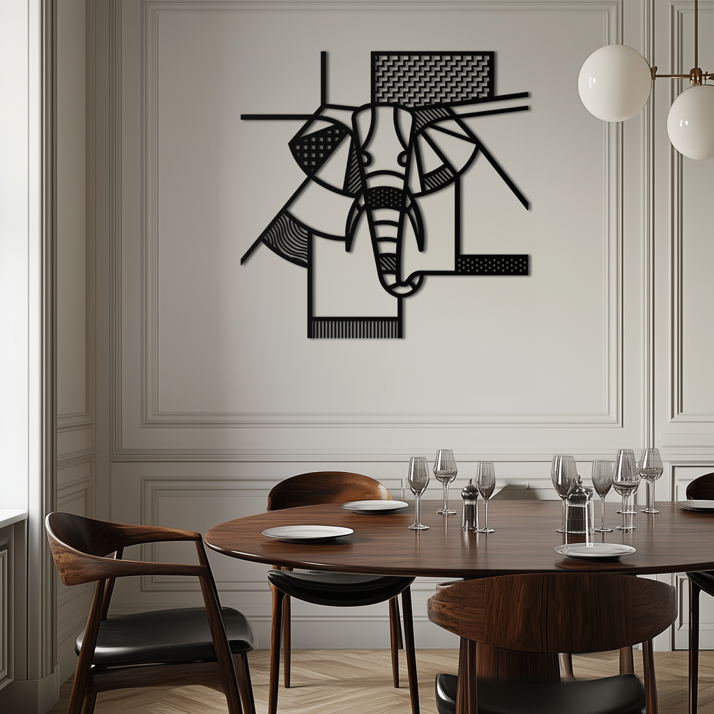 Geometric Elephant Metal Wall Art Abstract Modern Safari Animal Silhouette Piece