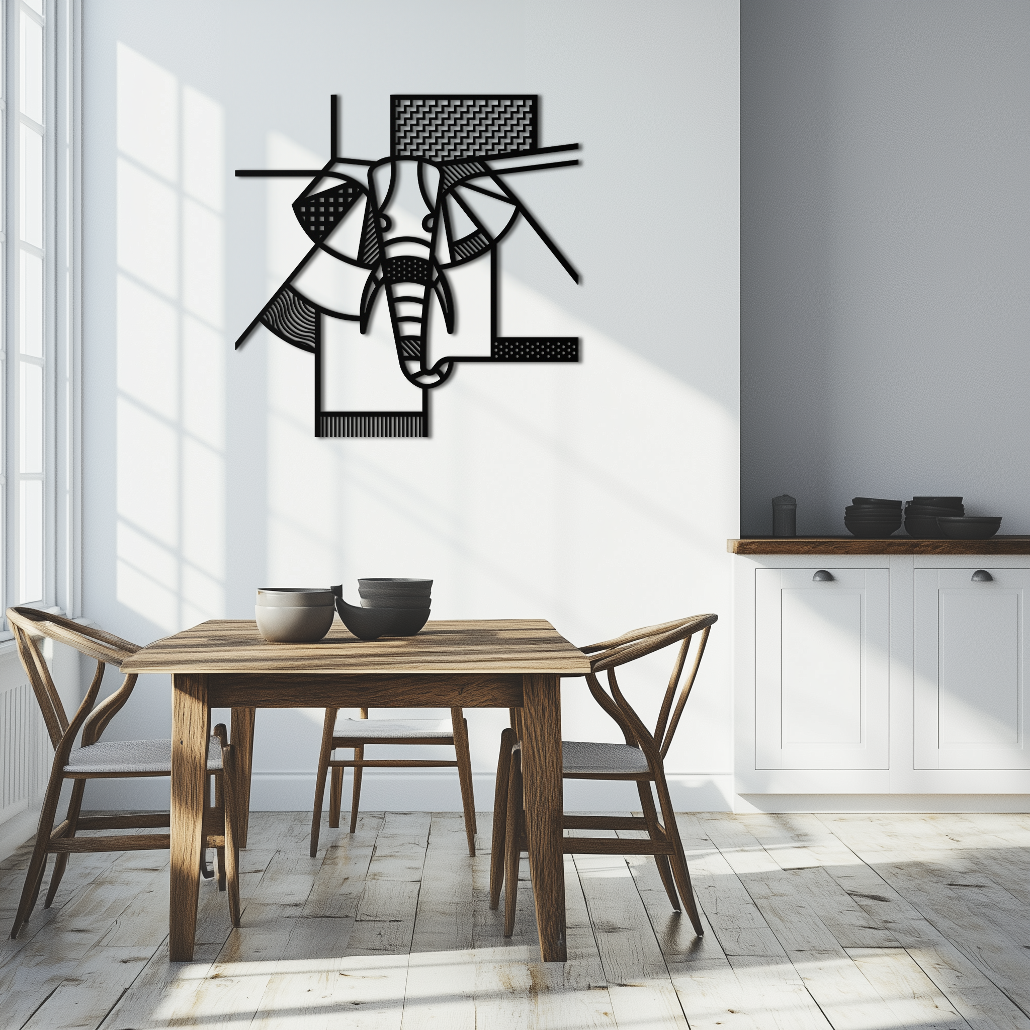 Geometric Elephant Metal Wall Art Abstract Modern Safari Animal Silhouette Piece