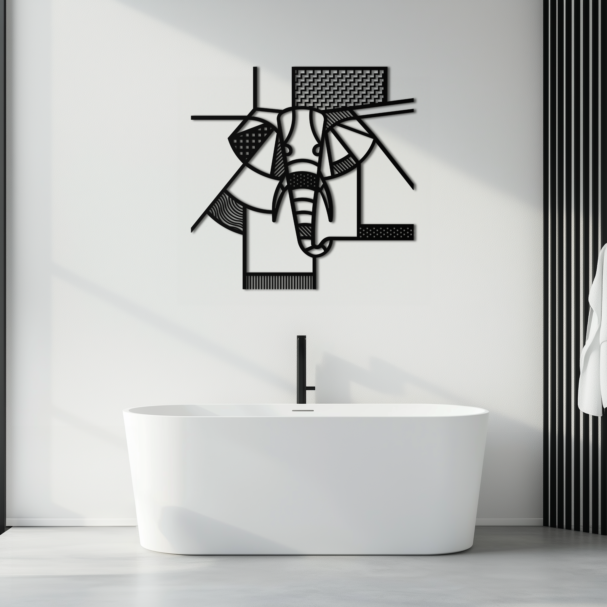 Geometric Elephant Metal Wall Art Abstract Modern Safari Animal Silhouette Piece