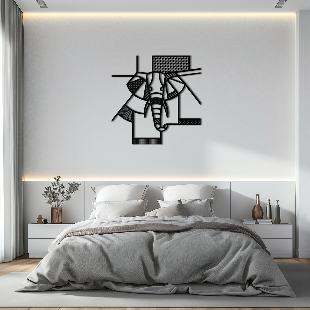 Geometric Elephant Metal Wall Art Abstract Modern Safari Animal Silhouette Piece