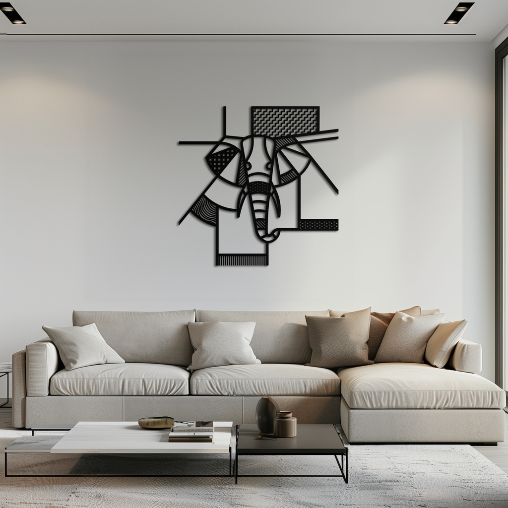 Geometric Elephant Metal Wall Art Abstract Modern Safari Animal Silhouette Piece
