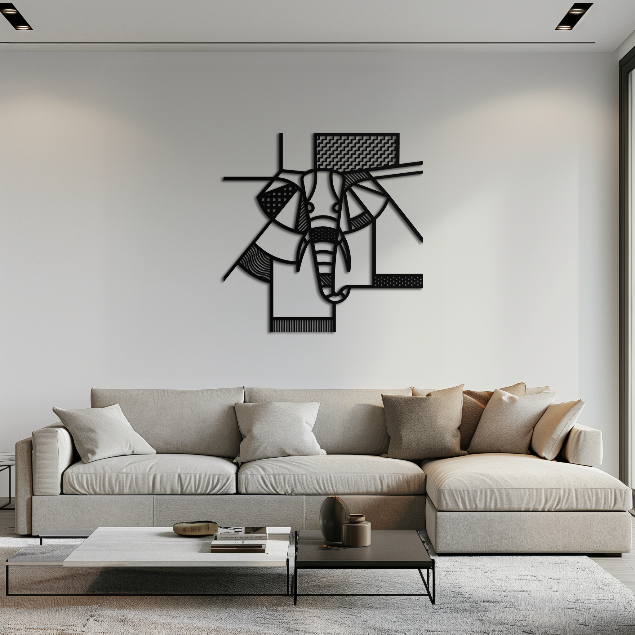 Geometric Elephant Metal Wall Art Abstract Modern Safari Animal Silhouette Piece