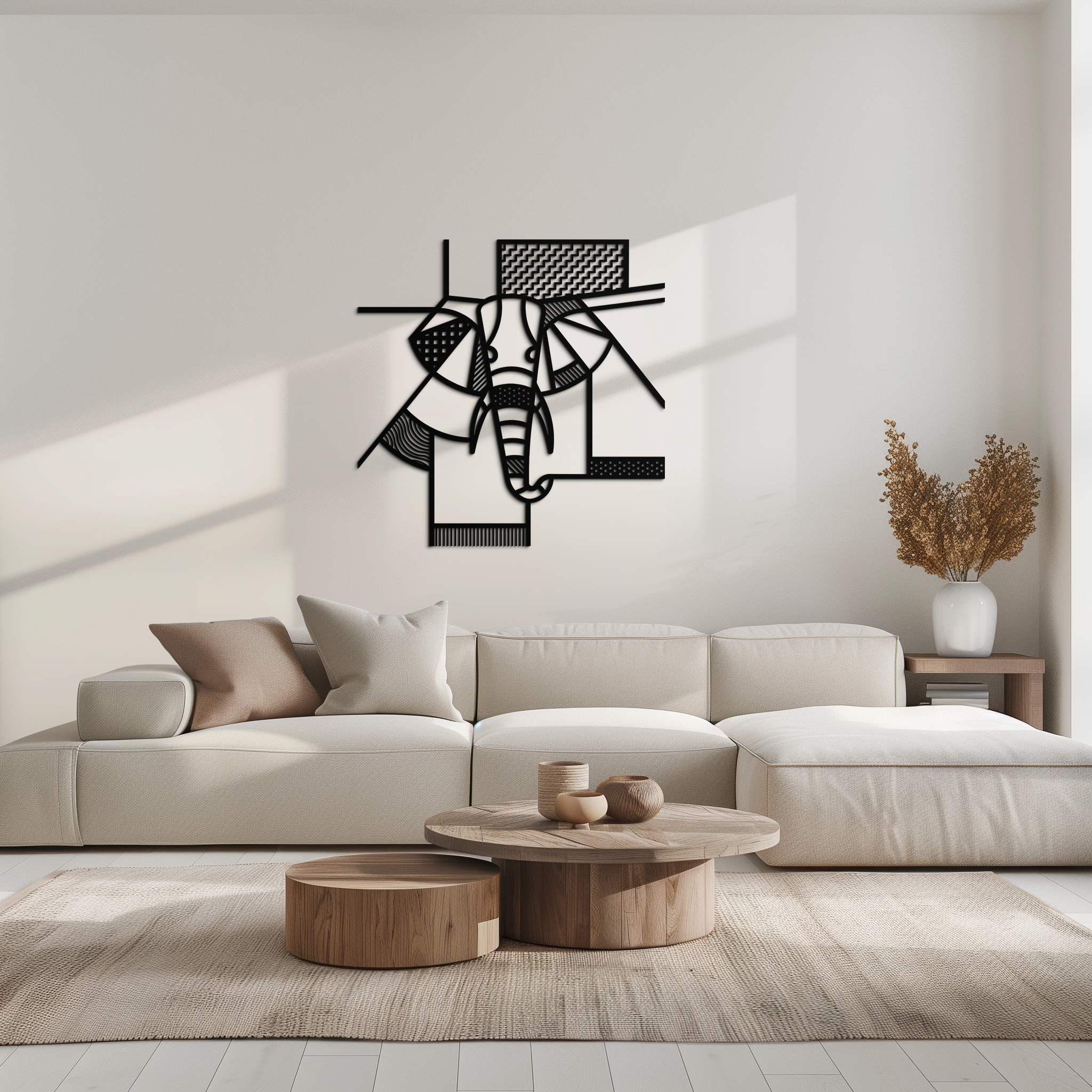 Geometric Elephant Metal Wall Art Abstract Modern Safari Animal Silhouette Piece