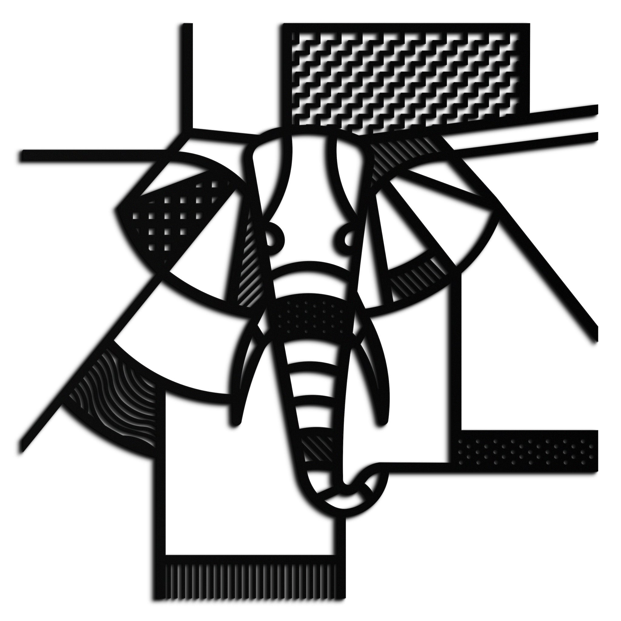 Geometric Elephant Metal Wall Art Abstract Modern Safari Animal Silhouette Piece