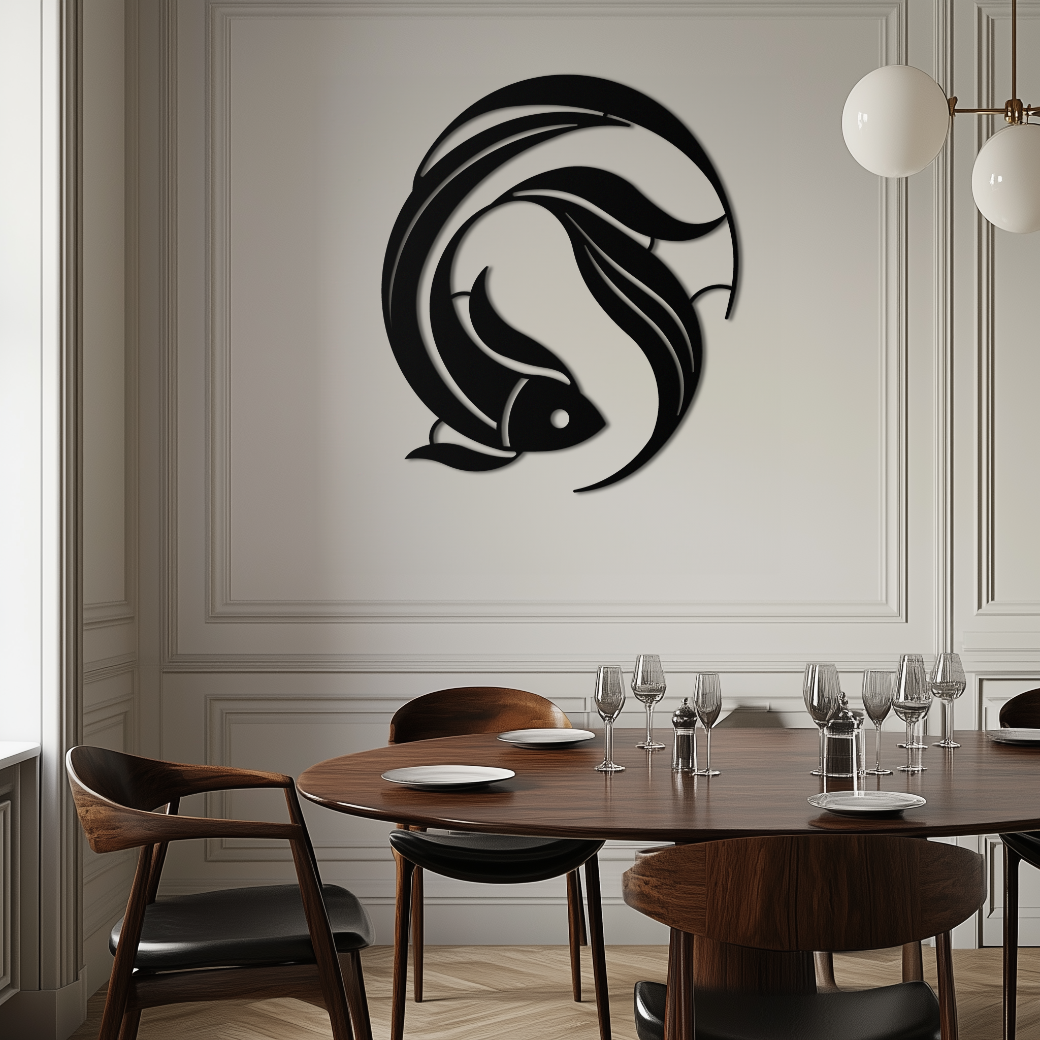 Metal Japanese Fish Wall Art - Minimalist Elegant Ocean Design
