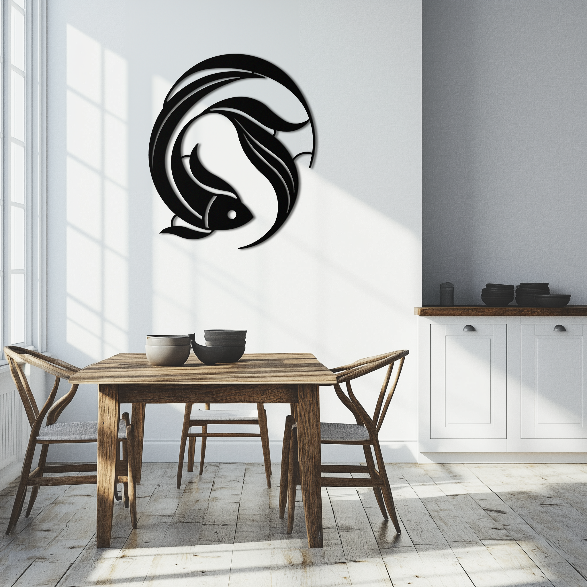 Metal Japanese Fish Wall Art - Minimalist Elegant Ocean Design