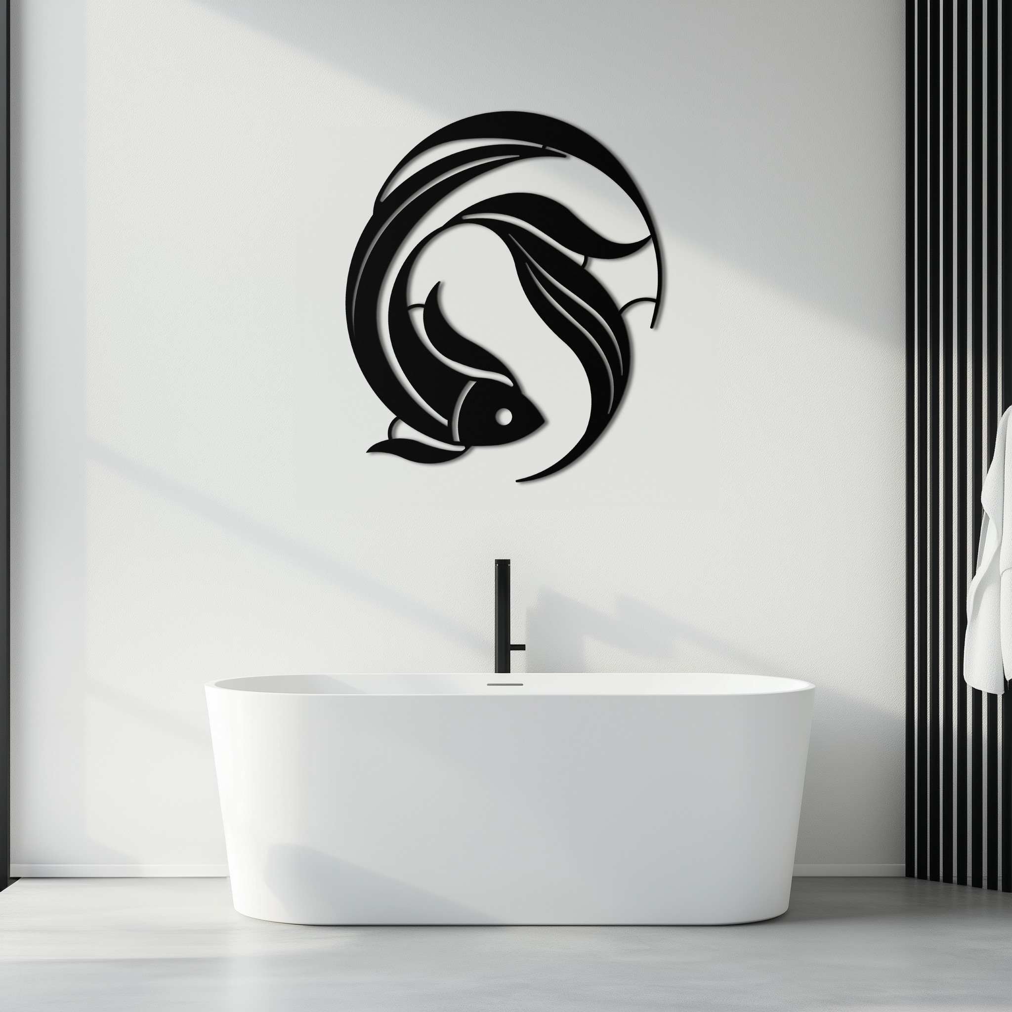 Metal Japanese Fish Wall Art - Minimalist Elegant Ocean Design