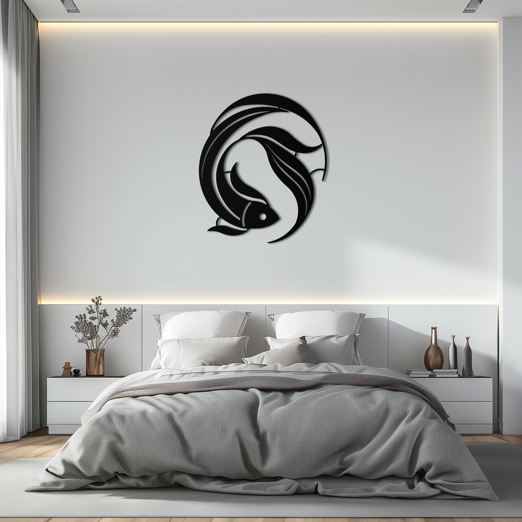 Metal Japanese Fish Wall Art - Minimalist Elegant Ocean Design