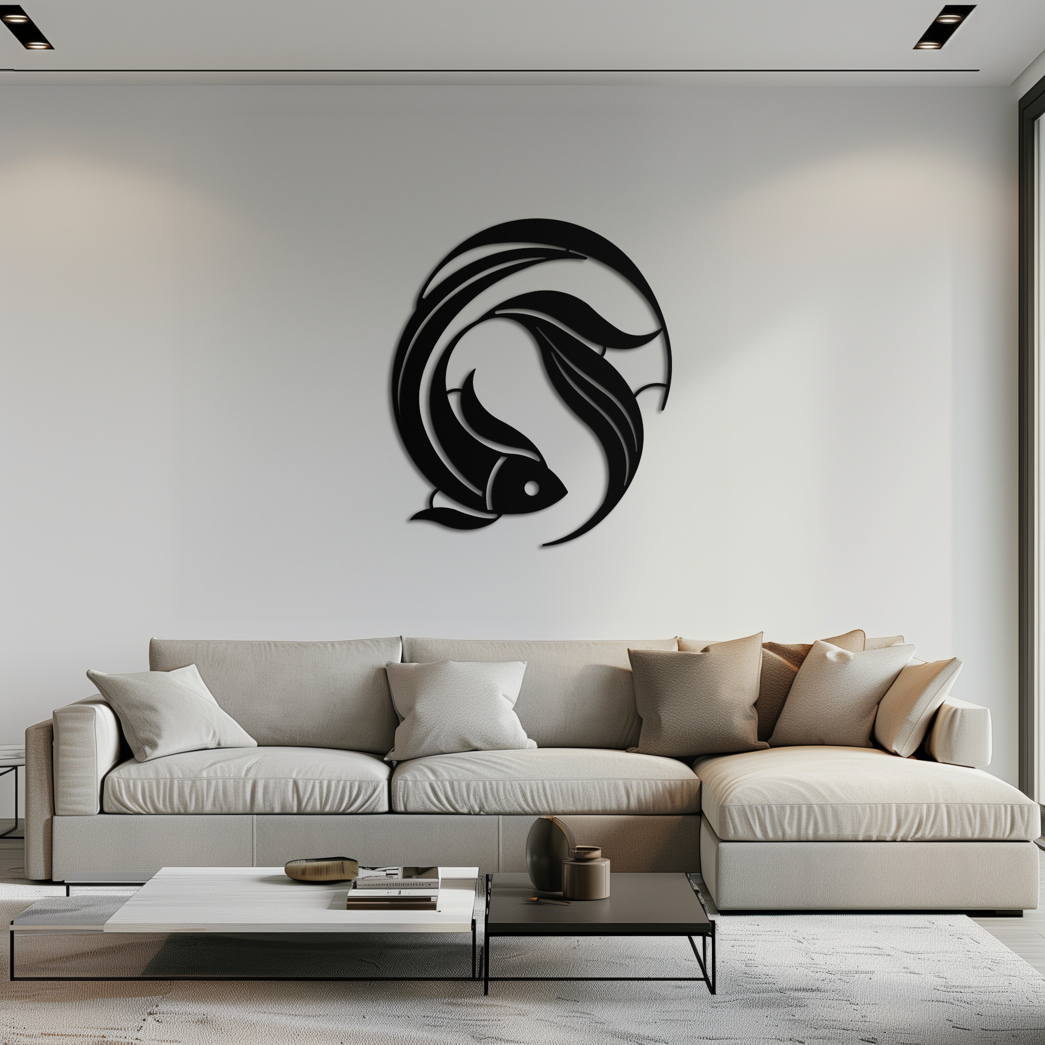 Metal Japanese Fish Wall Art - Minimalist Elegant Ocean Design