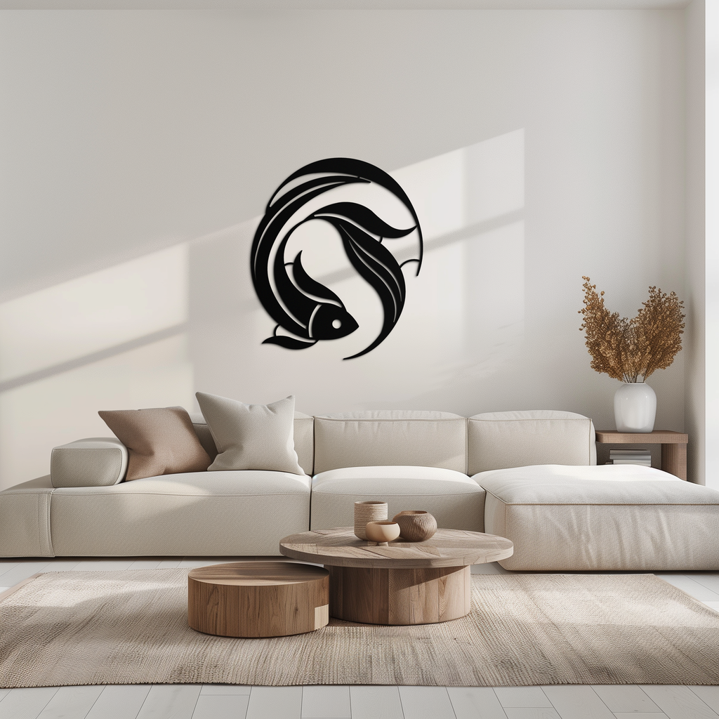Metal Japanese Fish Wall Art - Minimalist Elegant Ocean Design