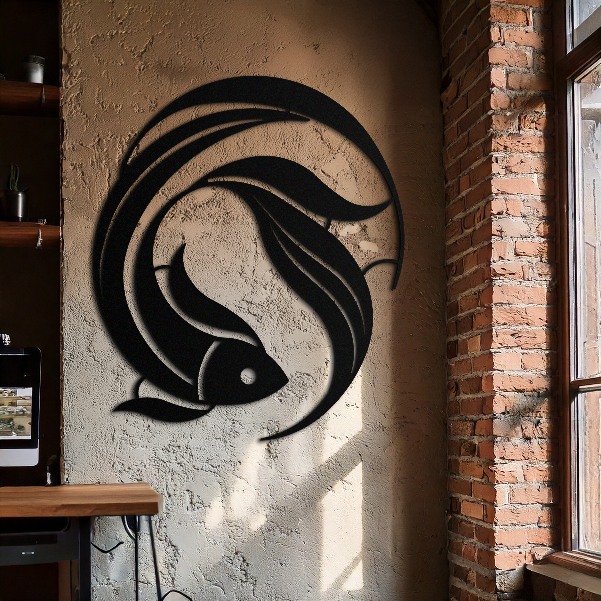 Metal Japanese Fish Wall Art - Minimalist Elegant Ocean Design