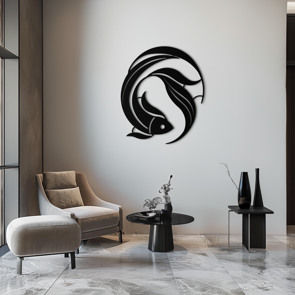 Metal Japanese Fish Wall Art - Minimalist Elegant Ocean Design