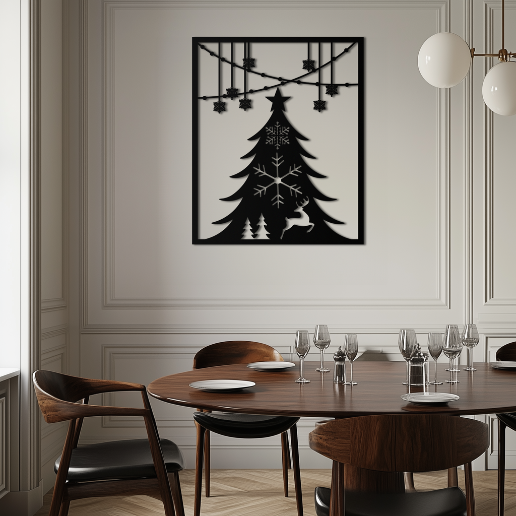 Metal Wall Art Christmas Tree Elegant Holiday Silhouette Modern Festive Decor