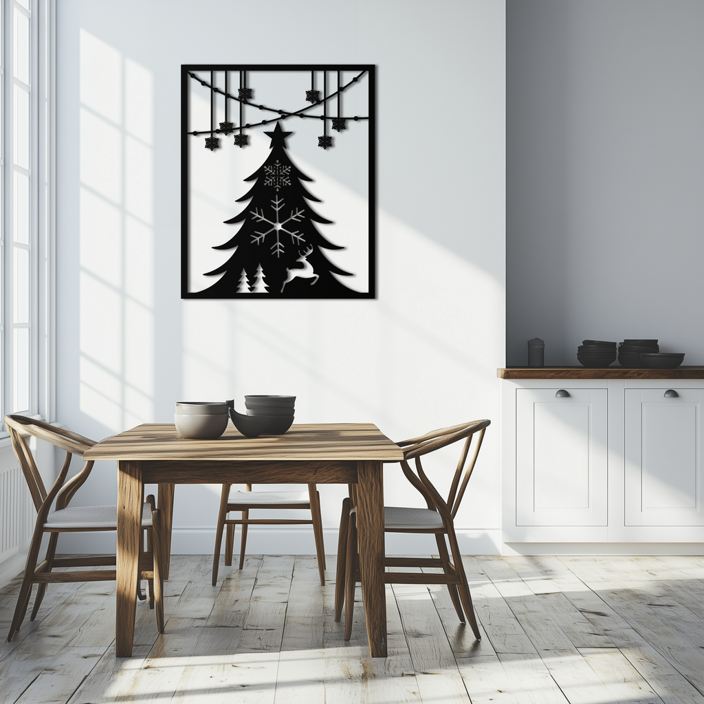 Metal Wall Art Christmas Tree Elegant Holiday Silhouette Modern Festive Decor