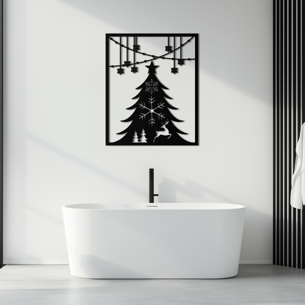 Metal Wall Art Christmas Tree Elegant Holiday Silhouette Modern Festive Decor