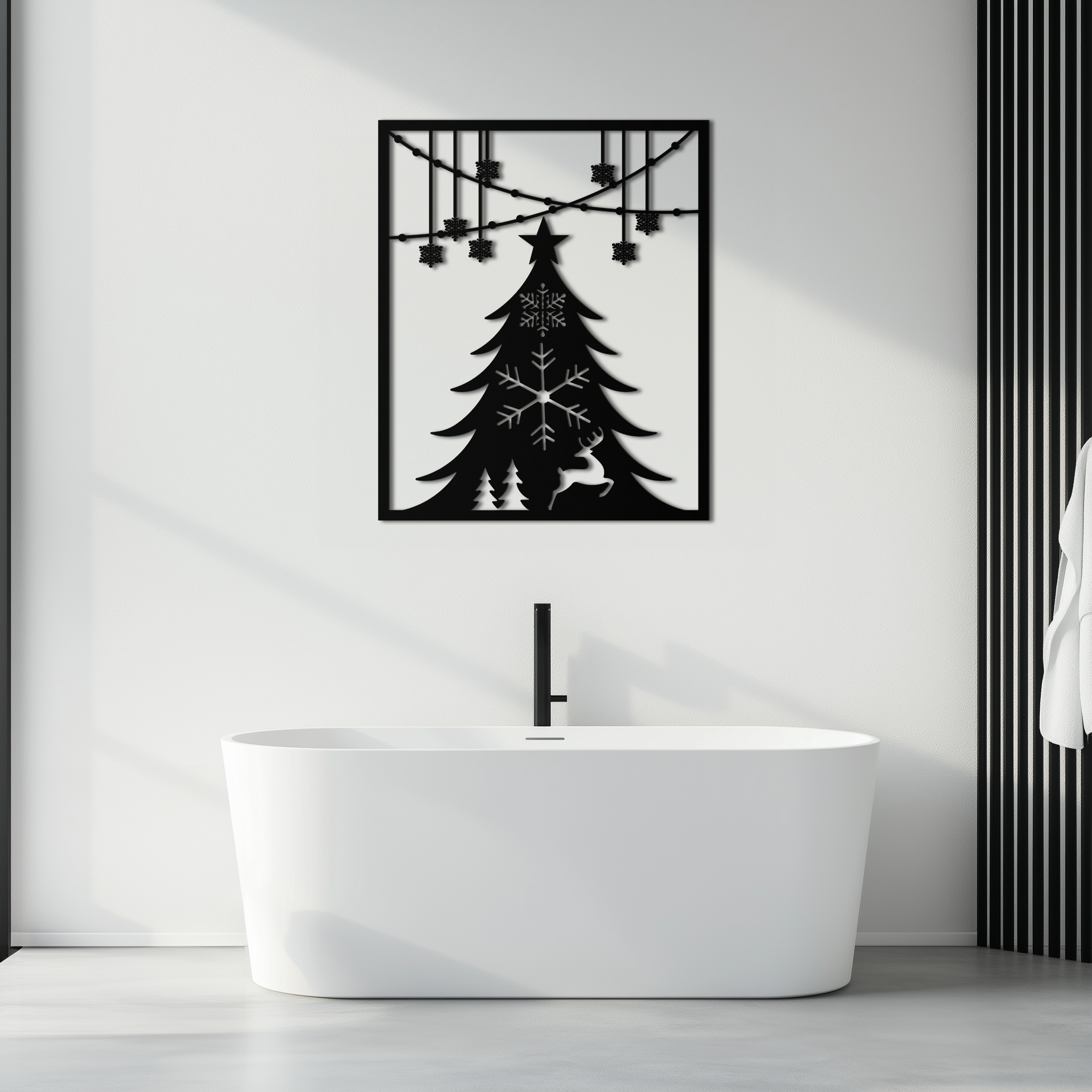 Metal Wall Art Christmas Tree Elegant Holiday Silhouette Modern Festive Decor