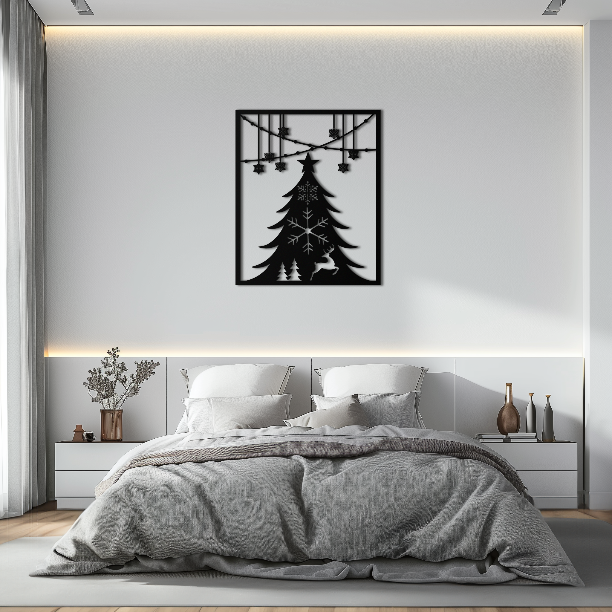 Metal Wall Art Christmas Tree Elegant Holiday Silhouette Modern Festive Decor