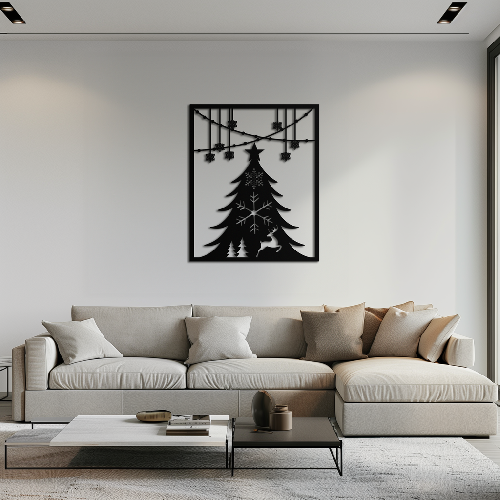 Metal Wall Art Christmas Tree Elegant Holiday Silhouette Modern Festive Decor