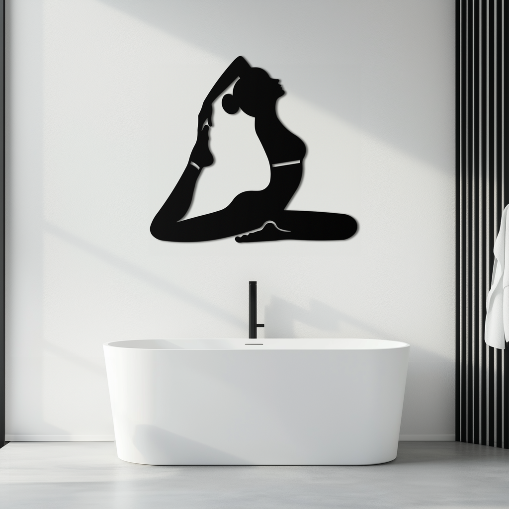 Metal Wall Art Kapotasana Yoga Pose Silhouette Minimalist Decor