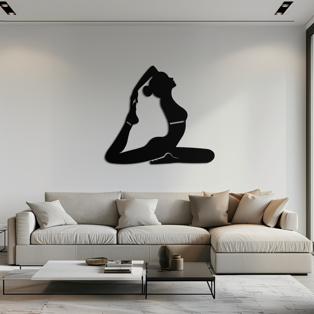 Metal Wall Art Kapotasana Yoga Pose Silhouette Minimalist Decor