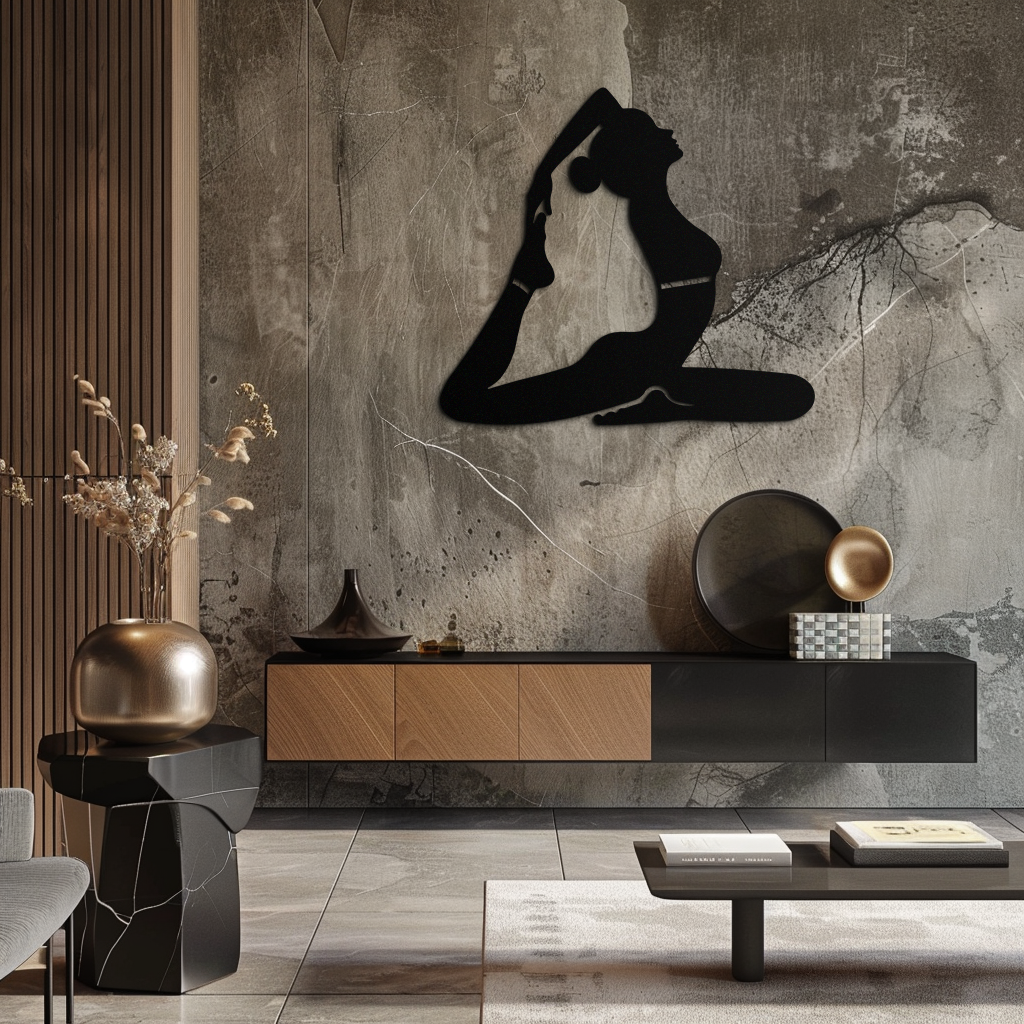 Metal Wall Art Kapotasana Yoga Pose Silhouette Minimalist Decor