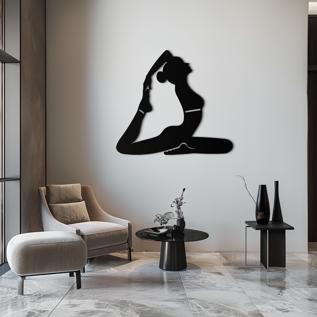Metal Wall Art Kapotasana Yoga Pose Silhouette Minimalist Decor