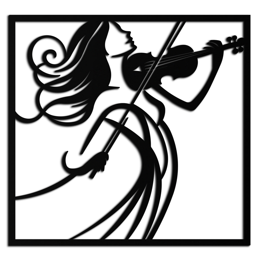 Metal Wall Art Woman Violinist Modern Classical Musical Silhouette Home Decor