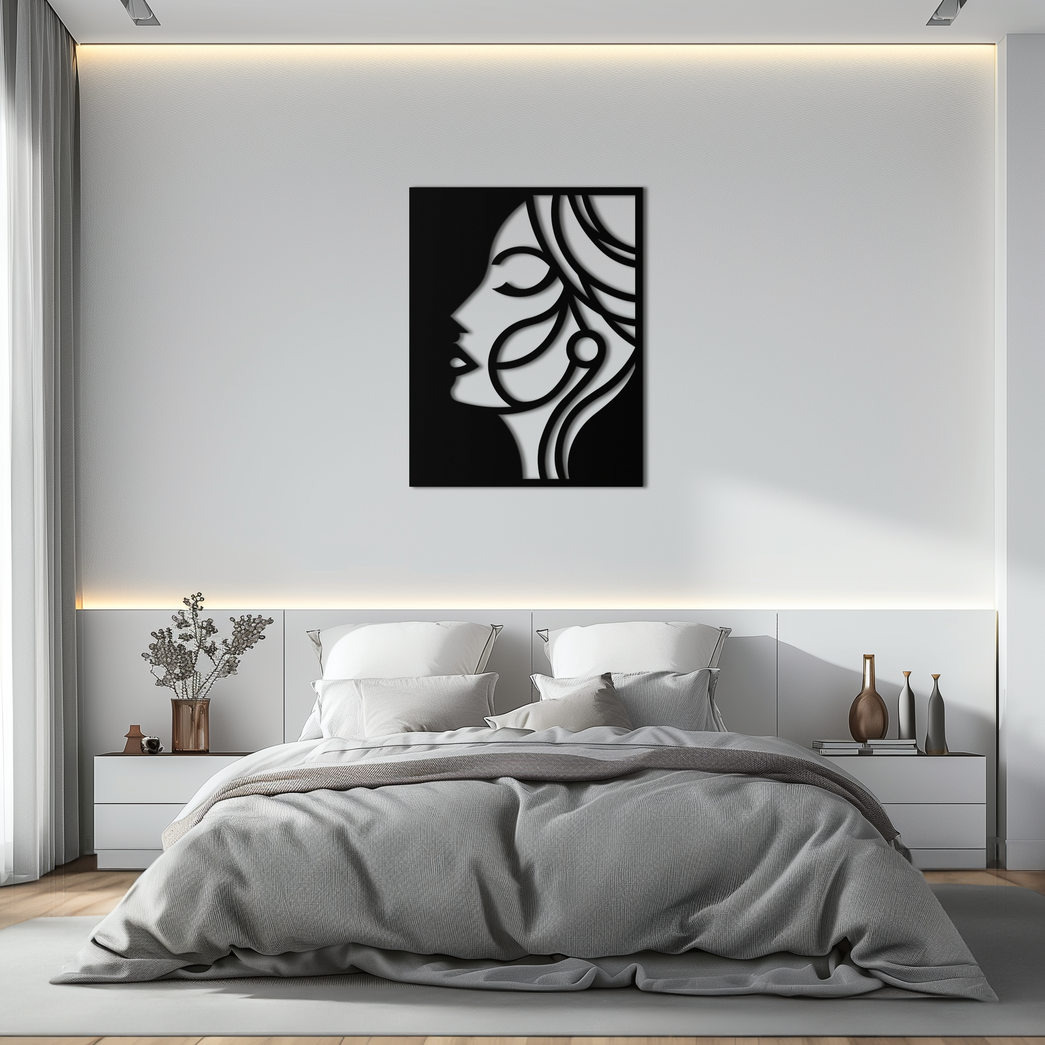 Female Silhouette Metal Wall Art Elegant Modern Abstract Design