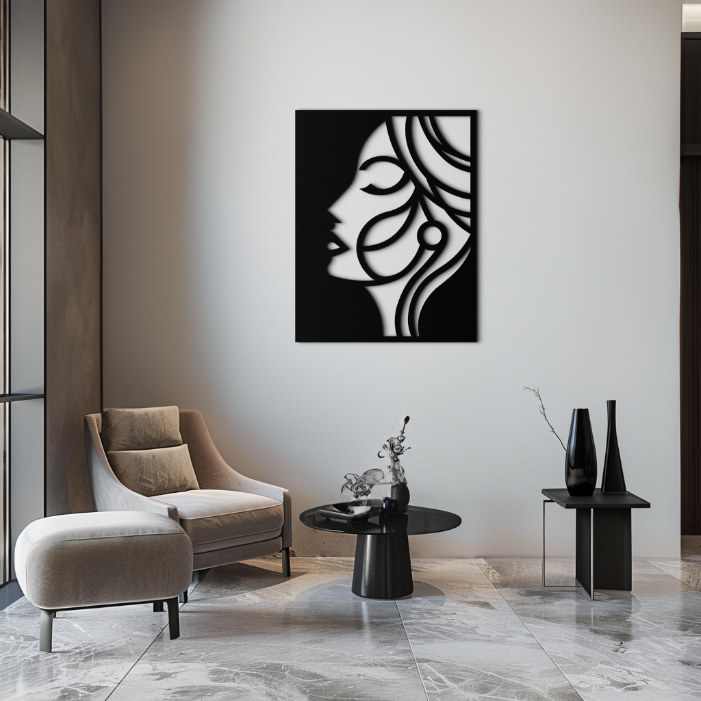 Female Silhouette Metal Wall Art Elegant Modern Abstract Design