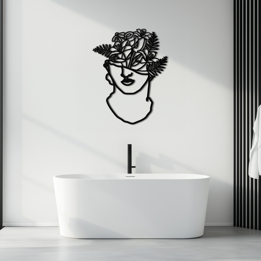 Metal Wall Art Floral Greek Statue Modern Abstract Minimalist Line Drawing Decor
