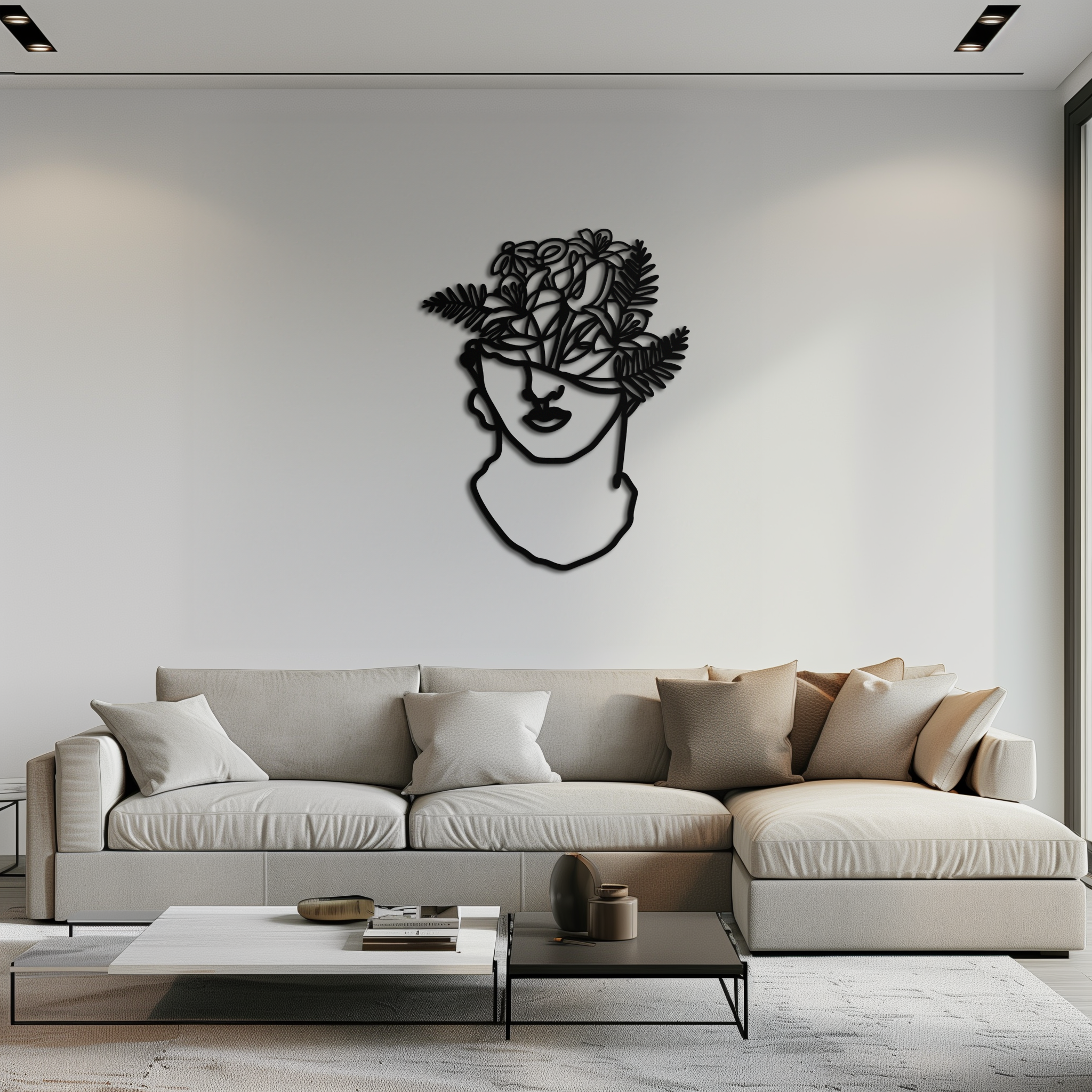 Metal Wall Art Floral Greek Statue Modern Abstract Minimalist Line Drawing Decor