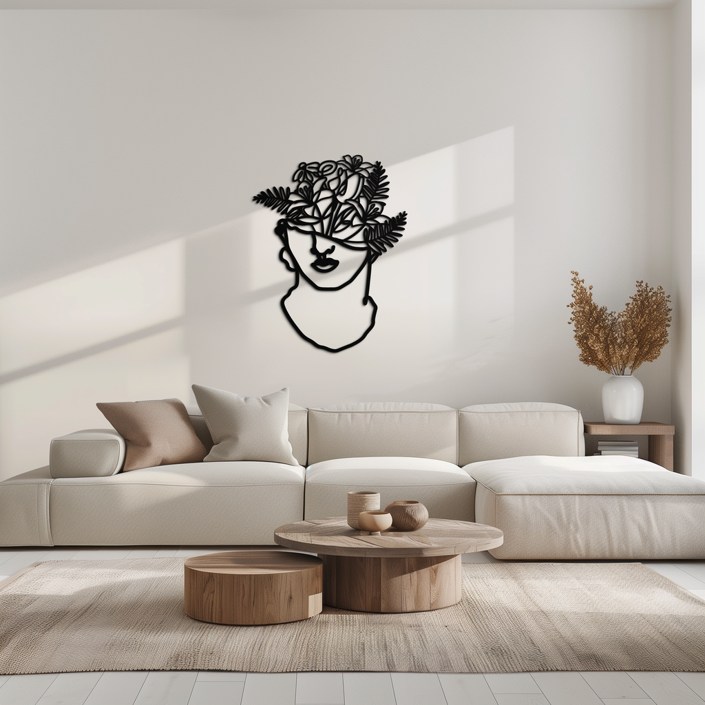 Metal Wall Art Floral Greek Statue Modern Abstract Minimalist Line Drawing Decor