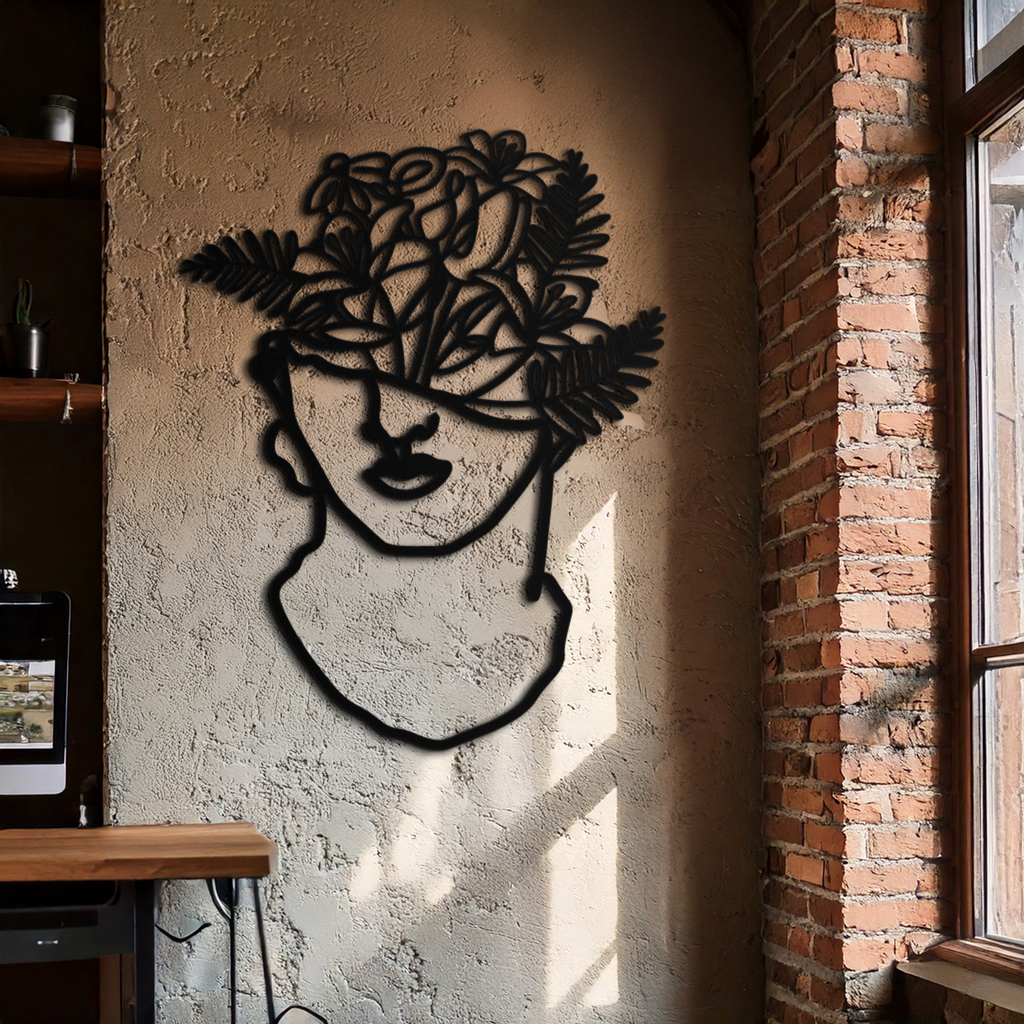 Metal Wall Art Floral Greek Statue Modern Abstract Minimalist Line Drawing Decor