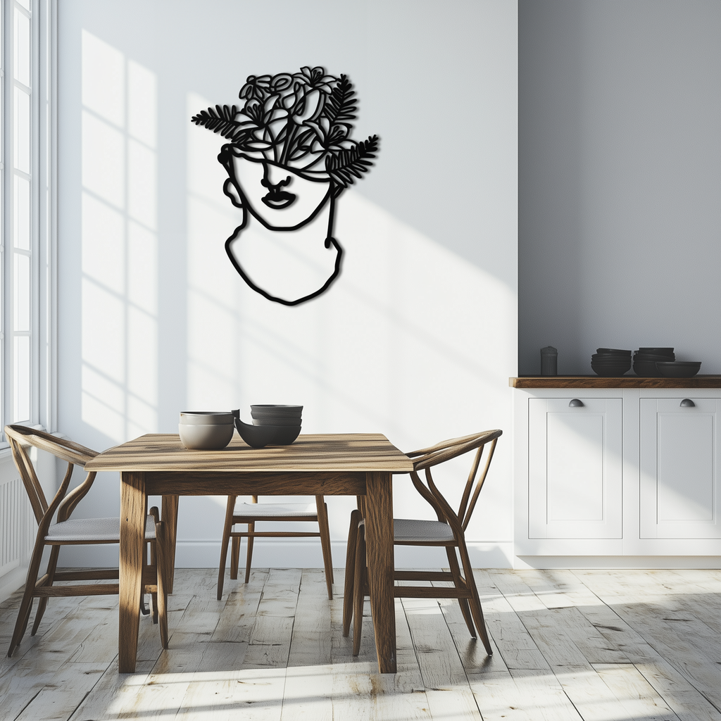 Metal Wall Art Floral Greek Statue Modern Abstract Minimalist Line Drawing Decor