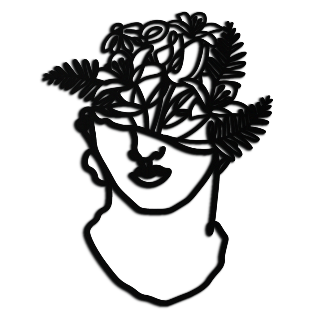 Metal Wall Art Floral Greek Statue Modern Abstract Minimalist Line Drawing Decor