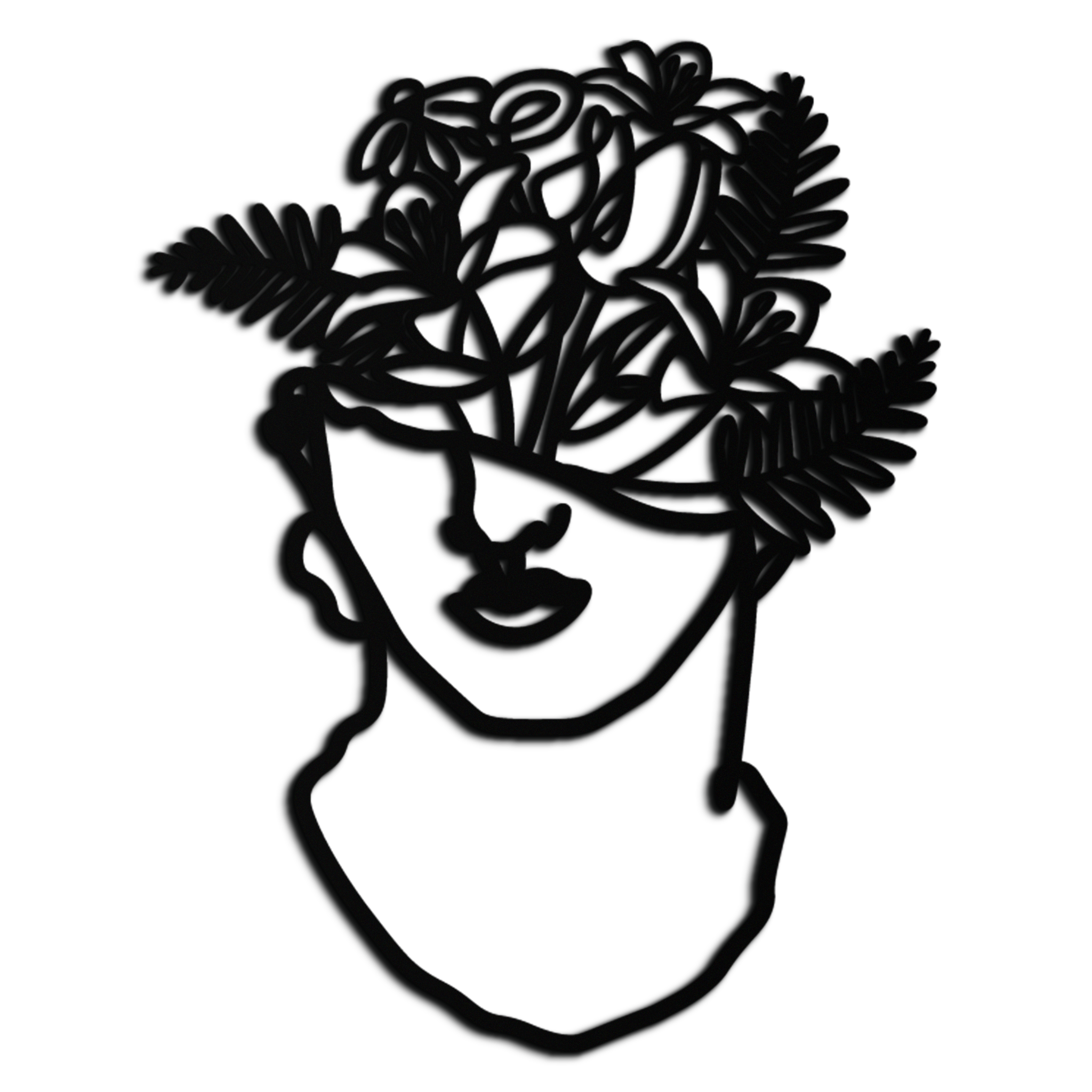 Metal Wall Art Floral Greek Statue Modern Abstract Minimalist Line Drawing Decor