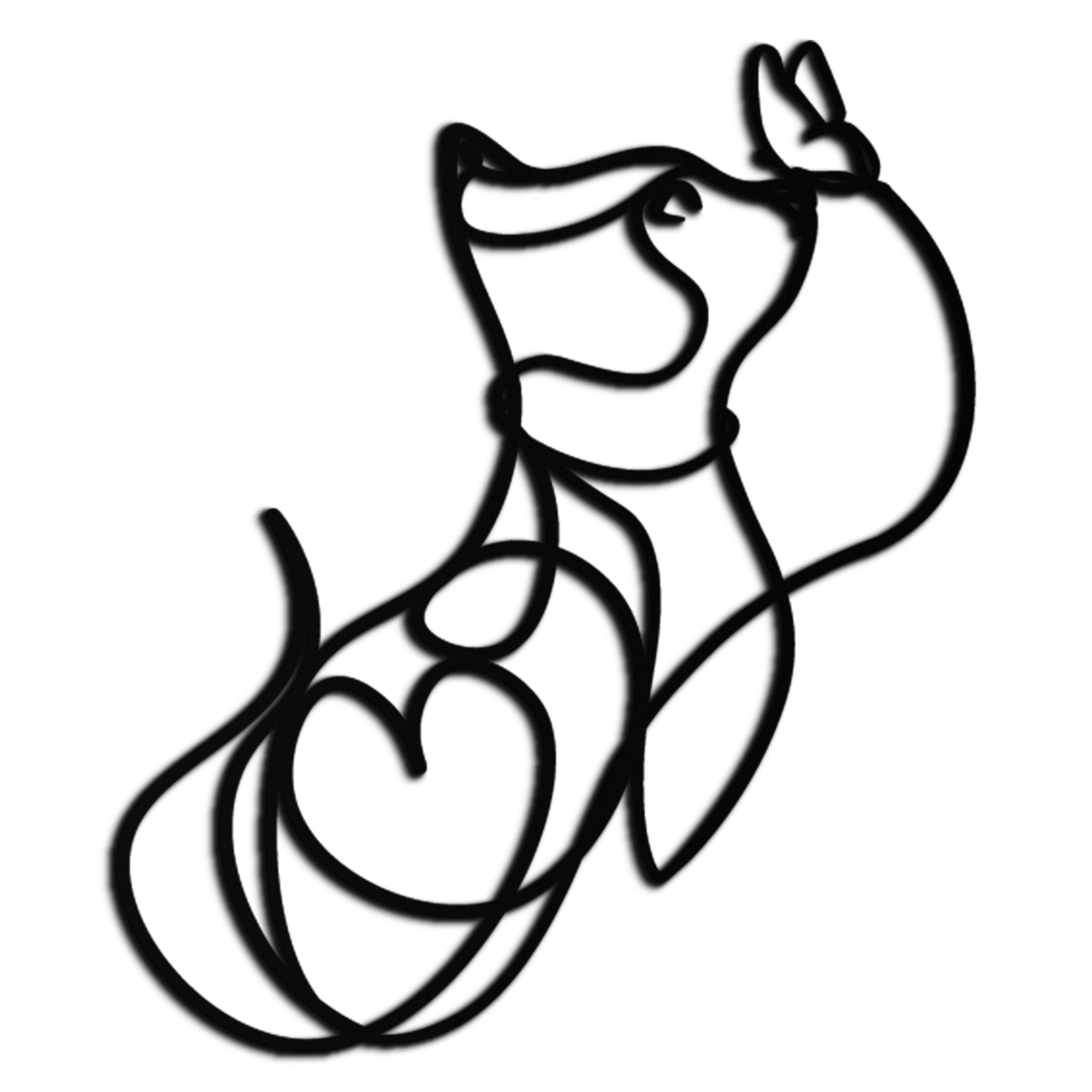 Black Steel Metal Wall Decor Dog and Butterfly - Minimalist Single Line Pet Artwork