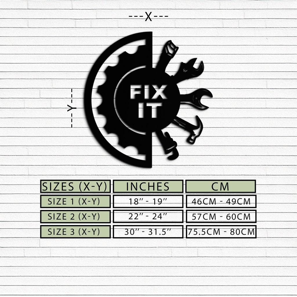 Black Steel Metal Wall Art - Industrial Gear and Tool Silhouette