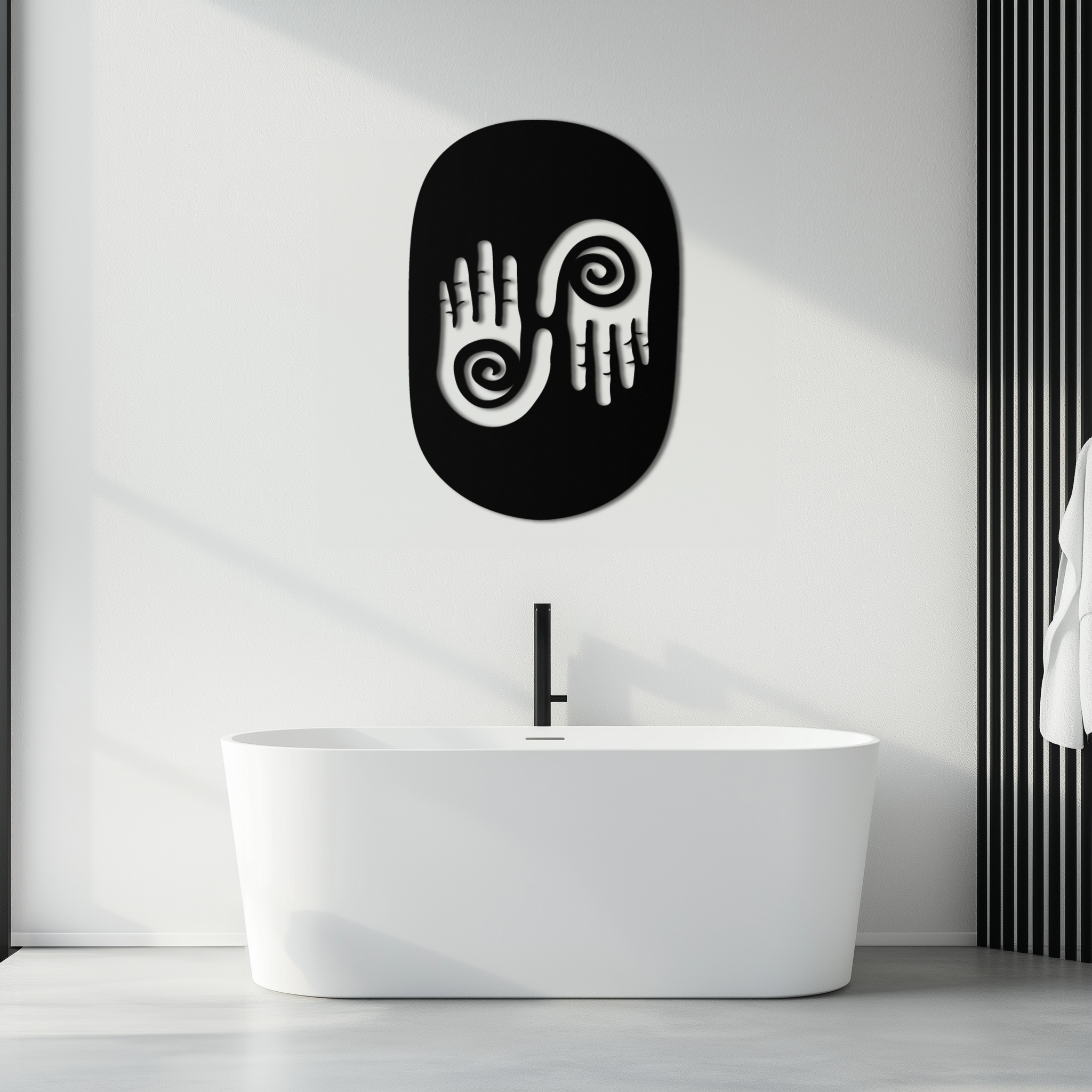Modern Black Steel Wall Art - 3D Spiral Hands Abstract Decor
