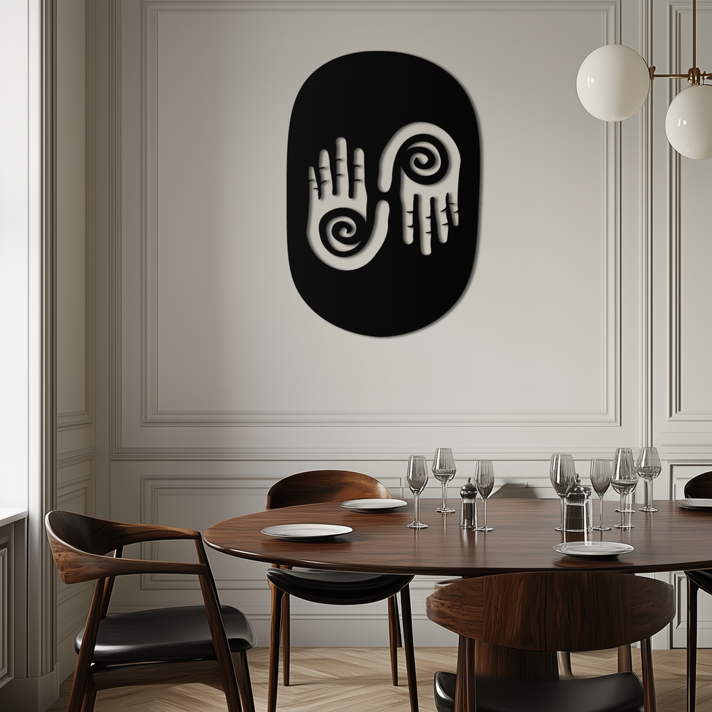 Modern Black Steel Wall Art - 3D Spiral Hands Abstract Decor