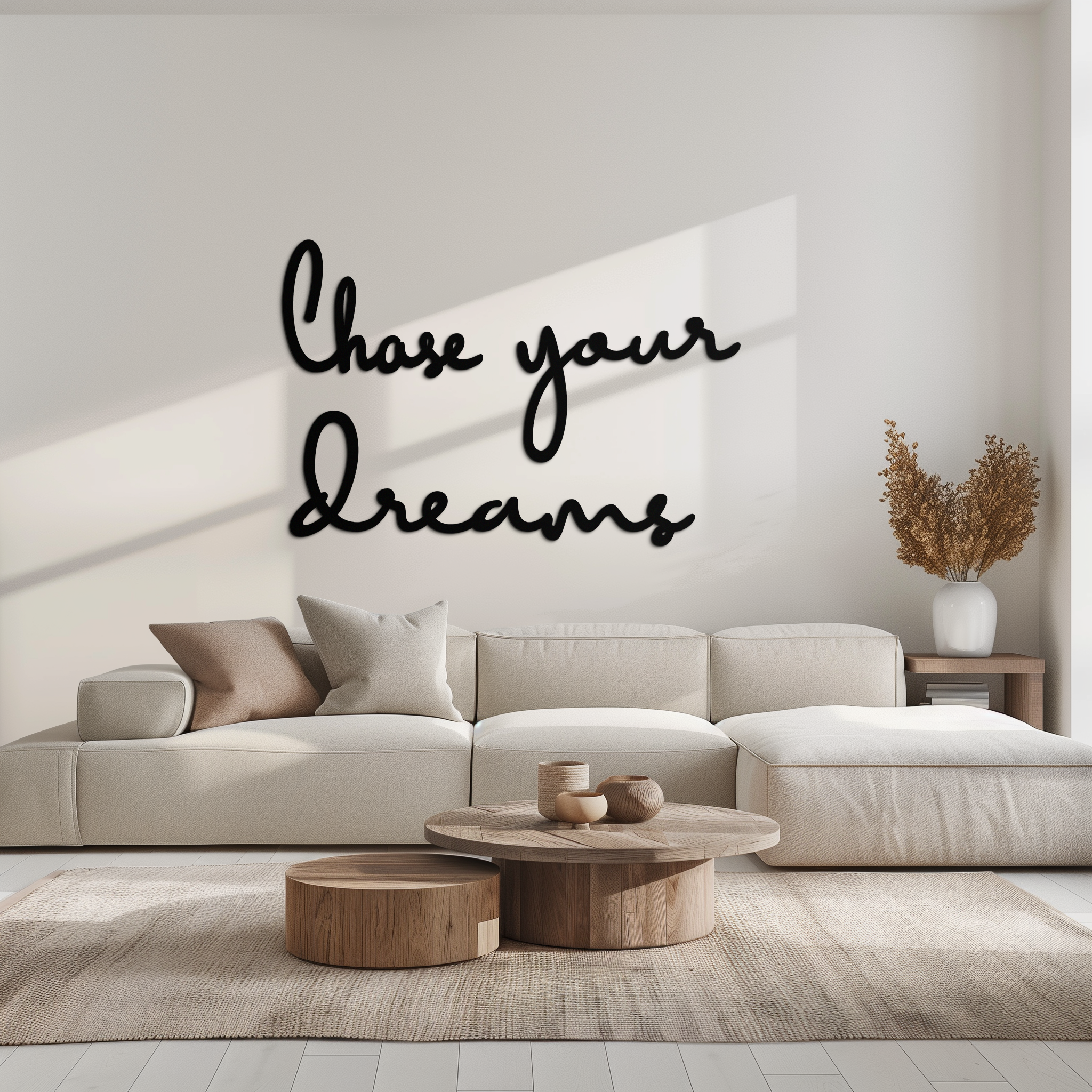 Black Matte Metal Wall Art - Chase Your Dreams Quote Sign