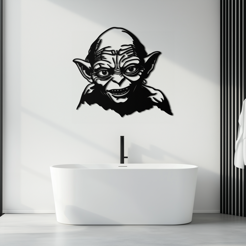 Black Metal Gollum Wall Art - Dark Fantasy Movie Steel Silhouette