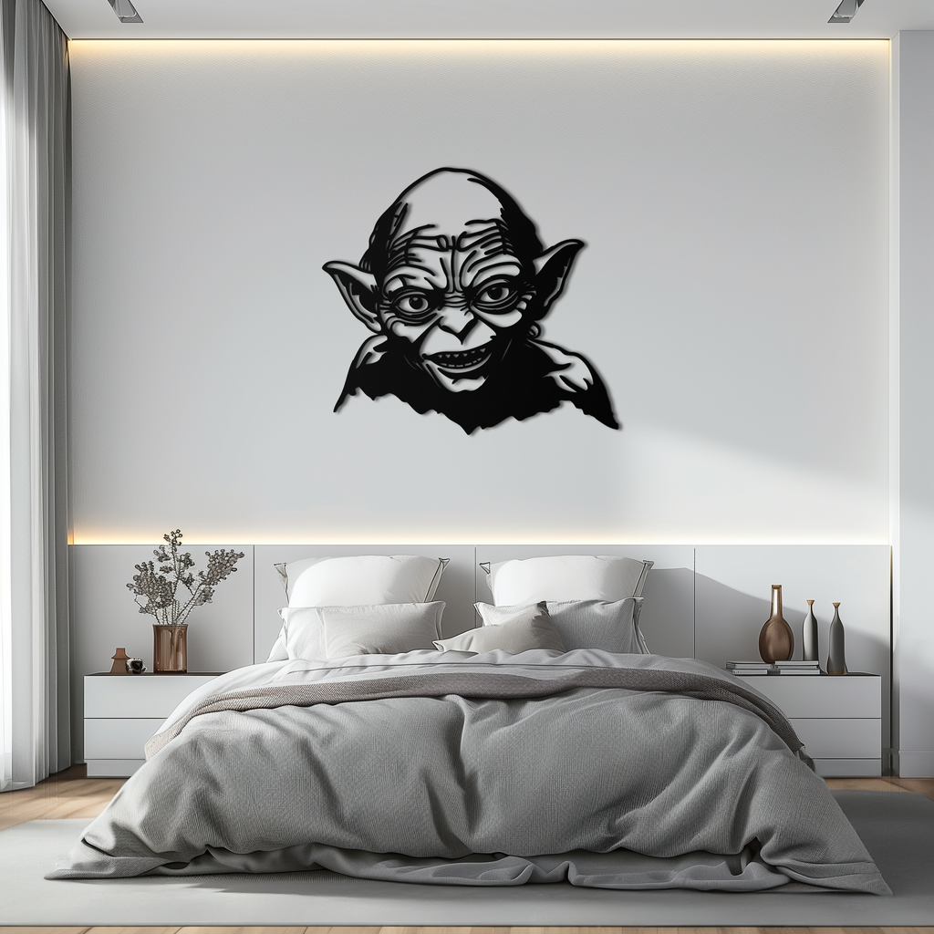 Black Metal Gollum Wall Art - Dark Fantasy Movie Steel Silhouette
