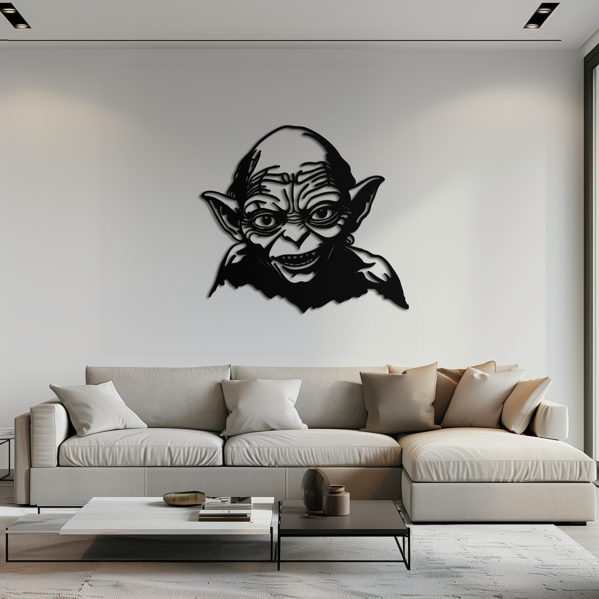 Black Metal Gollum Wall Art - Dark Fantasy Movie Steel Silhouette
