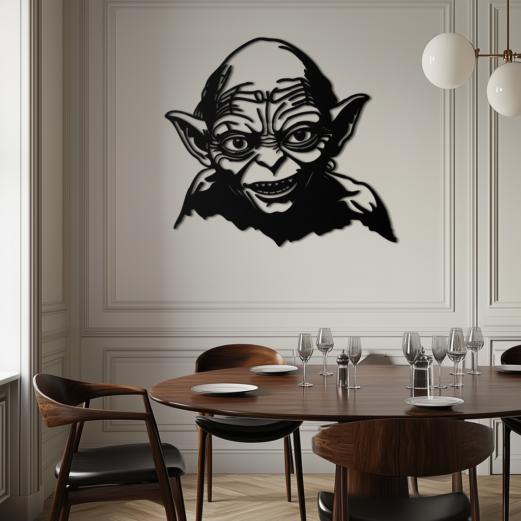Black Metal Gollum Wall Art - Dark Fantasy Movie Steel Silhouette