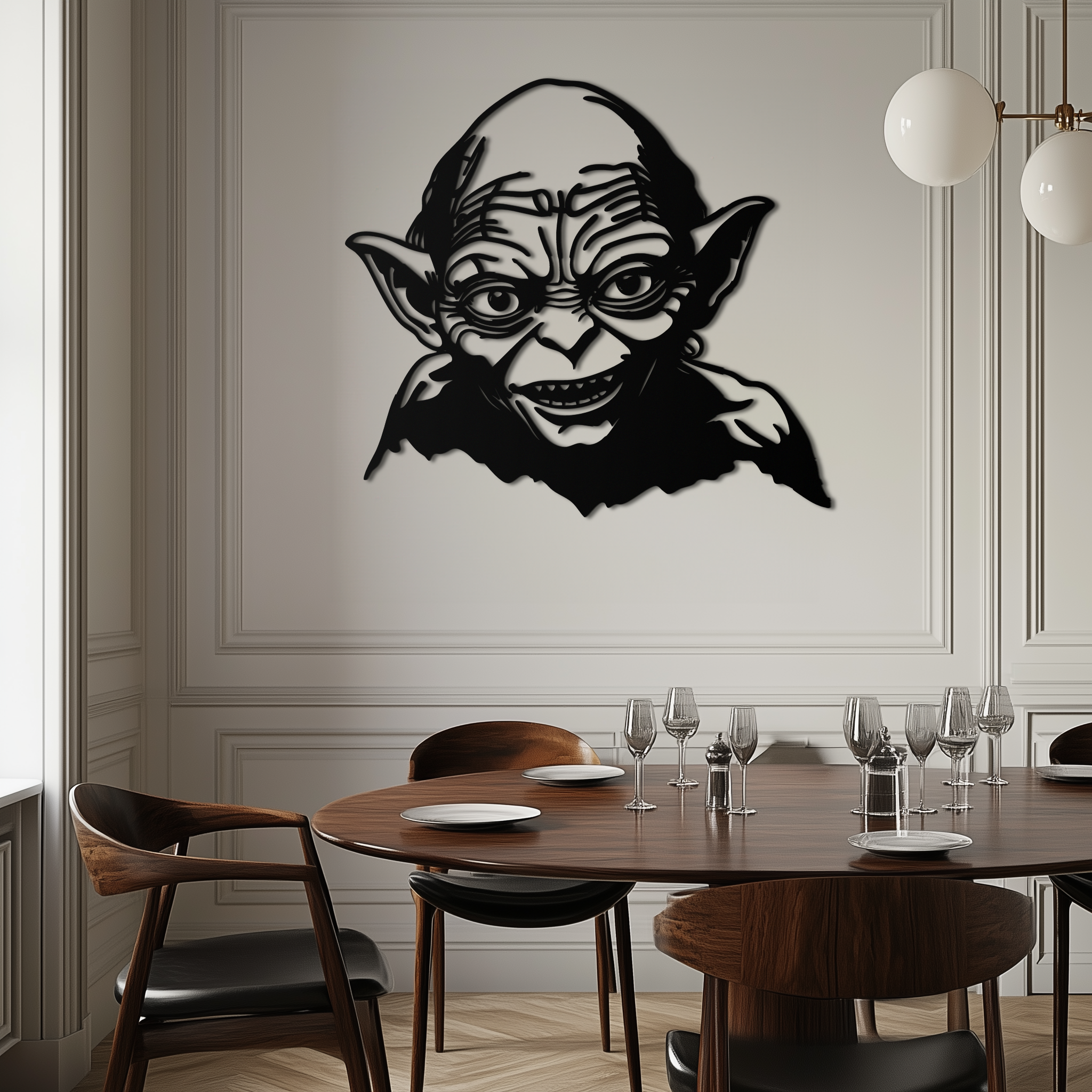 Black Metal Gollum Wall Art - Dark Fantasy Movie Steel Silhouette