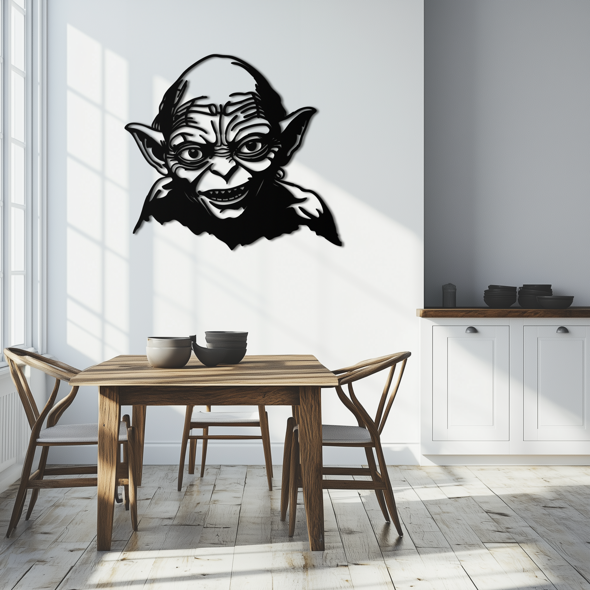 Black Metal Gollum Wall Art - Dark Fantasy Movie Steel Silhouette