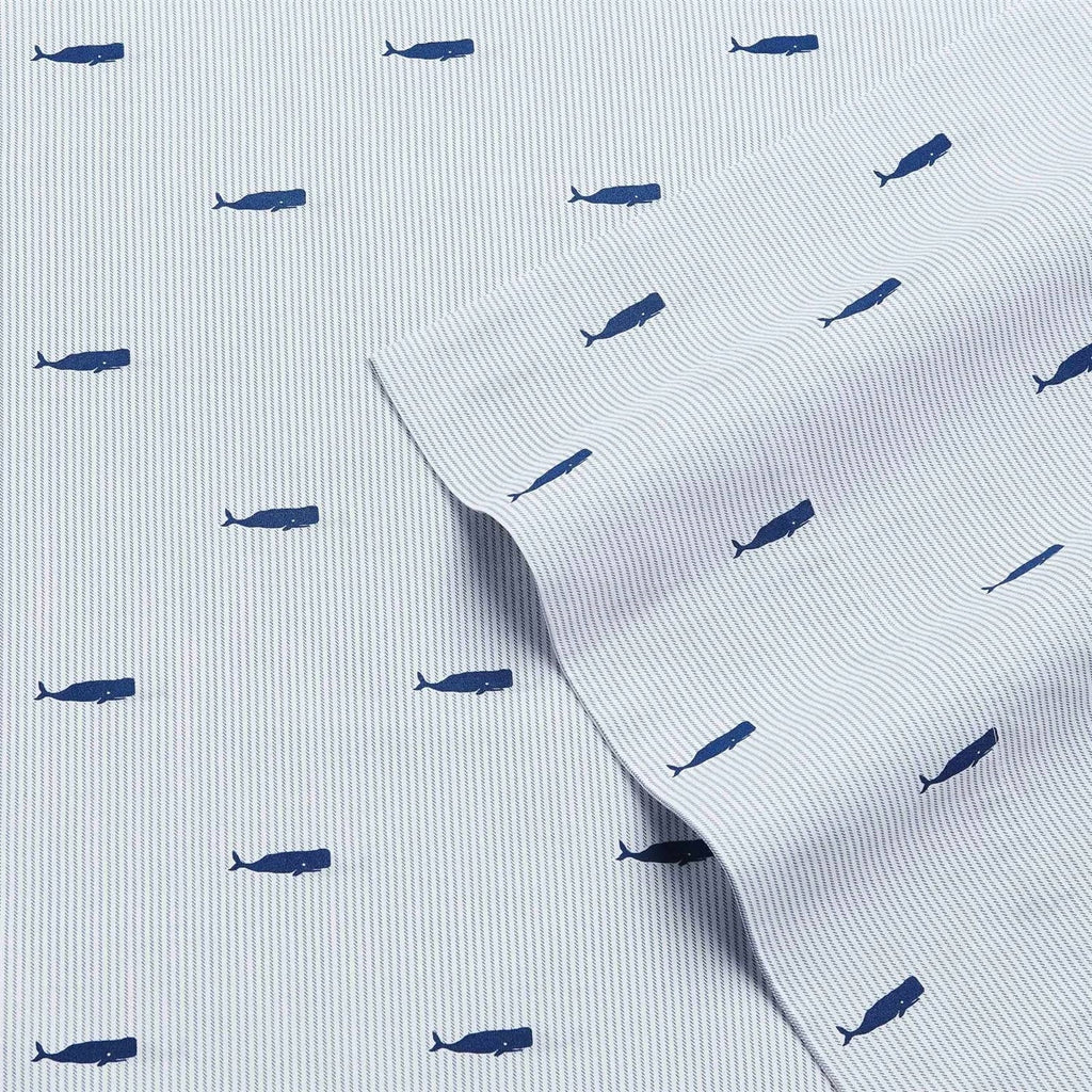 King size Coastal Beach 100-Percent Cotton Navy Blue White Stripe Sheet Set