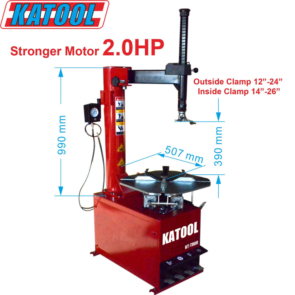 Katool KT-T800 Swing Arm Tire Changer, Max 24" Rim Clamping