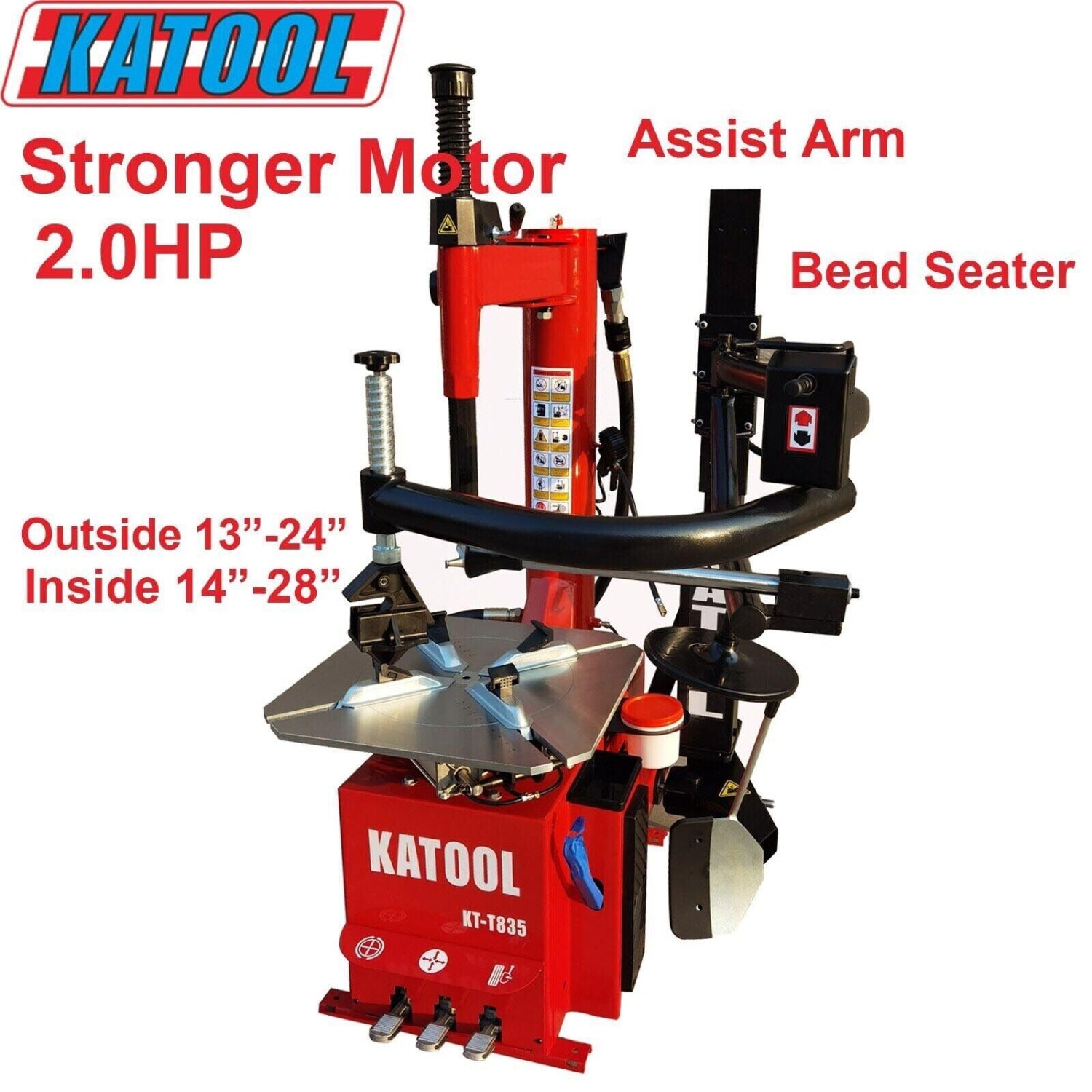 Katool KT-T835 Tire Changer w/ Bead Blaster, Max 28" Rim Clamping